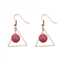 Load image into Gallery viewer, European and American Fashion Vintage Hollow Out Triangle Marble Round Beads Leaf Earrings For Woman Girls Jewelry