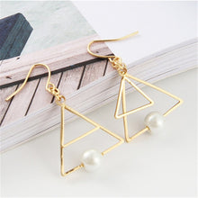 Load image into Gallery viewer, European and American Fashion Vintage Hollow Out Triangle Marble Round Beads Leaf Earrings For Woman Girls Jewelry