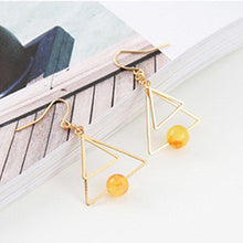Load image into Gallery viewer, European and American Fashion Vintage Hollow Out Triangle Marble Round Beads Leaf Earrings For Woman Girls Jewelry