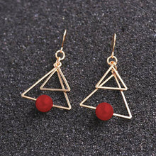 Load image into Gallery viewer, European and American Fashion Vintage Hollow Out Triangle Marble Round Beads Leaf Earrings For Woman Girls Jewelry