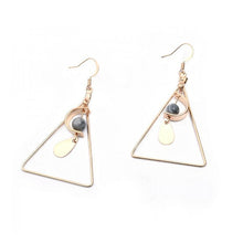 Load image into Gallery viewer, European and American Fashion Vintage Hollow Out Triangle Marble Round Beads Leaf Earrings For Woman Girls Jewelry