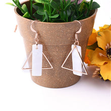 Load image into Gallery viewer, European and American Fashion Vintage Hollow Out Triangle Marble Round Beads Leaf Earrings For Woman Girls Jewelry
