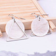 Load image into Gallery viewer, European and American Fashion Vintage Hollow Out Triangle Marble Round Beads Leaf Earrings For Woman Girls Jewelry