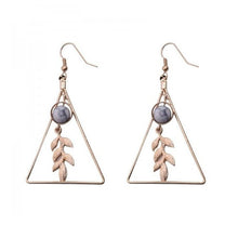 Load image into Gallery viewer, European and American Fashion Vintage Hollow Out Triangle Marble Round Beads Leaf Earrings For Woman Girls Jewelry