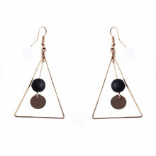 Load image into Gallery viewer, European and American Fashion Vintage Hollow Out Triangle Marble Round Beads Leaf Earrings For Woman Girls Jewelry