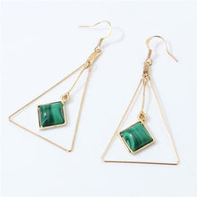 Load image into Gallery viewer, European and American Fashion Vintage Hollow Out Triangle Marble Round Beads Leaf Earrings For Woman Girls Jewelry