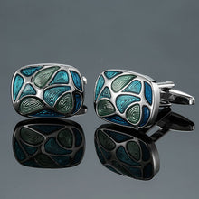 Load image into Gallery viewer, Men's French shirts cufflinks wholesale environmental protection enamel  baking polishing Blue crystal pattern cufflinks