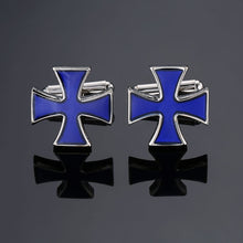Load image into Gallery viewer, Men's French shirts cufflinks wholesale environmental protection enamel  baking polishing Blue crystal pattern cufflinks