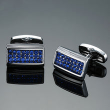 Load image into Gallery viewer, Men's French shirts cufflinks wholesale environmental protection enamel  baking polishing Blue crystal pattern cufflinks
