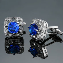 Load image into Gallery viewer, Men's French shirts cufflinks wholesale environmental protection enamel  baking polishing Blue crystal pattern cufflinks