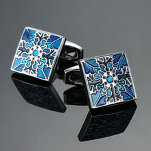 Load image into Gallery viewer, Men's French shirts cufflinks wholesale environmental protection enamel  baking polishing Blue crystal pattern cufflinks